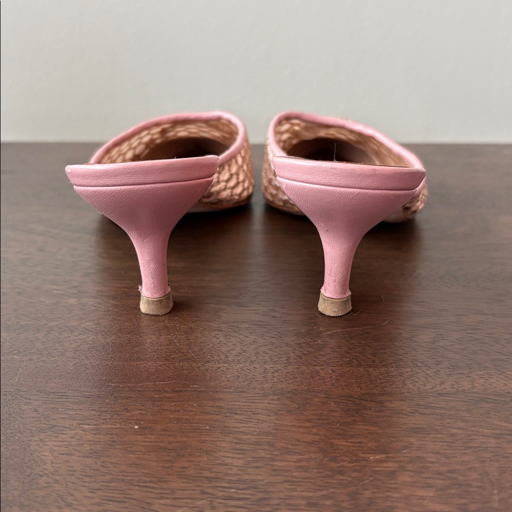Malone Souliers Missy Mule Pumps EU 38 Pink Heels Slip-On Leather Pointed Toe - Picture 2 of 6